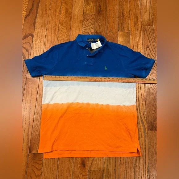 Polo Ralph Lauren Polo Shirt Classics 3 Fit Blue White Orange Mens Large New